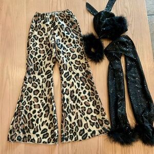 Kids Leopard Print Dance Pants with Black Sequin Accessories